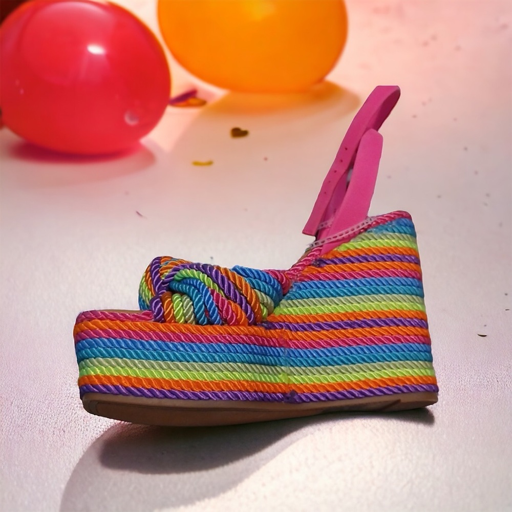 Gianni Bini “Leena” Rainbow Cord Knot Wedges